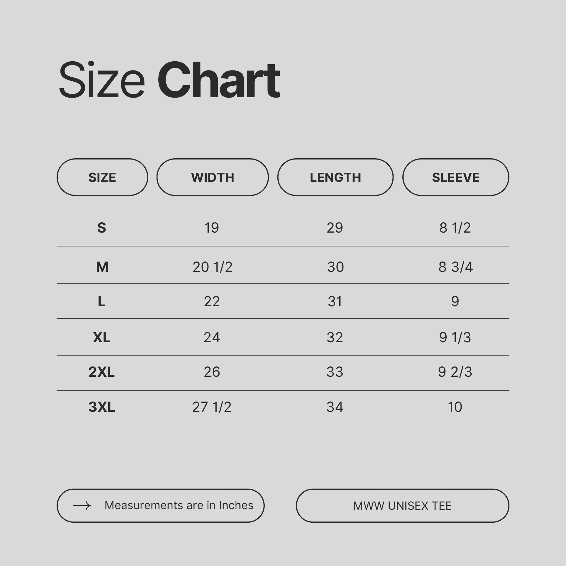 Size chart